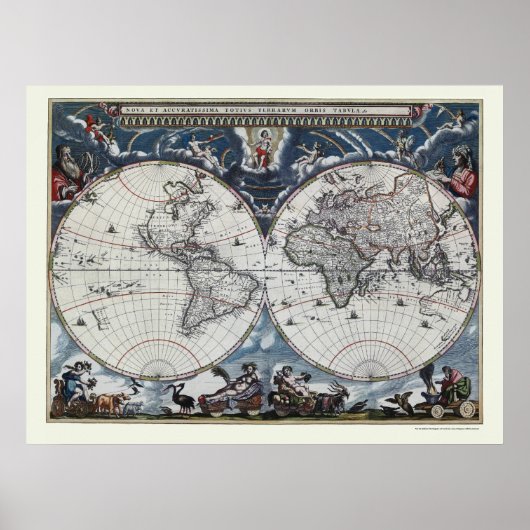 World Map by Joan Blaeu - 1664 ポスター (正面)