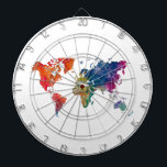 World map in watercolor ダーツボード<br><div class="desc">Watercolor world map with vibrant colors and a perfect finish</div>