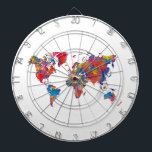 World map in watercolor ダーツボード<br><div class="desc">Watercolor world map with vibrant colors and a perfect finish</div>