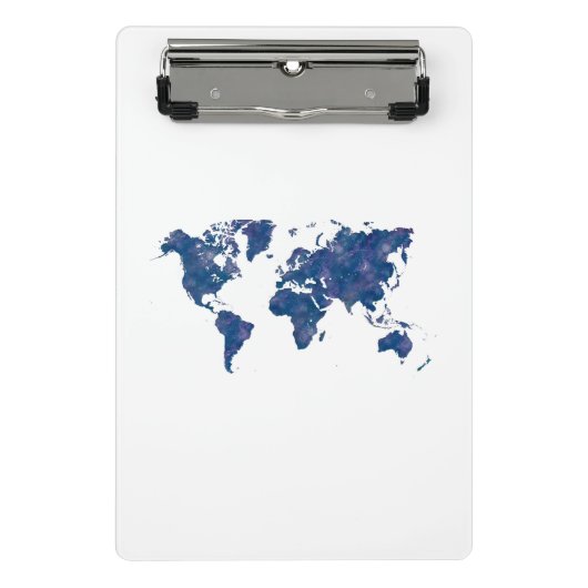 World map in watercolor ミニクリップボード (正面)