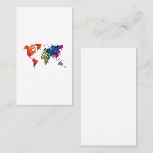 World map in watercolor 名刺 (正面/裏面)