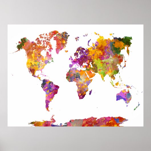 World map in watercolor 01 ポスター (正面)