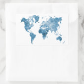 World map in watercolor 09 Blue 長方形シール (バッグ)