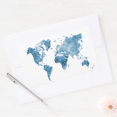 World map in watercolor 09 Blue 長方形シール (封筒)