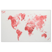 World map in watercolor Red ファブリック (ヤード)