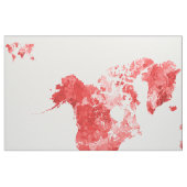 World map in watercolor Red ファブリック (ファットクウォーター)