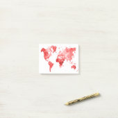 World map in watercolor Red ポストイット (デスク上)
