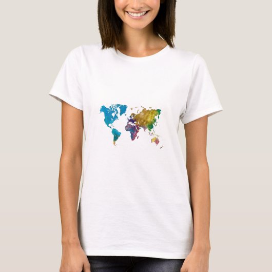 World map in watercolor tシャツ (正面)