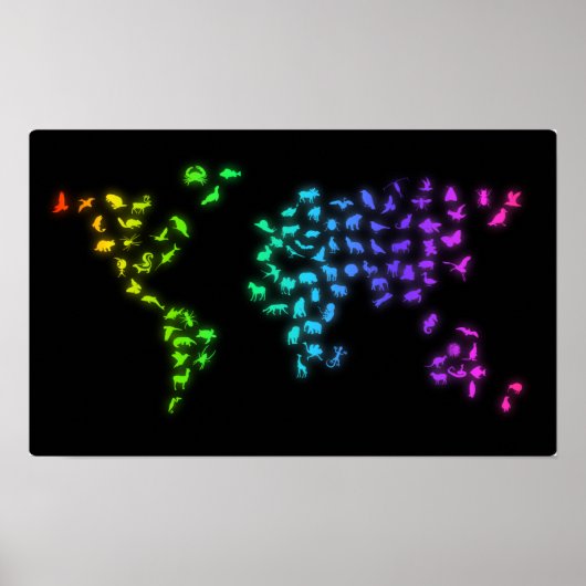 World map made of animals ポスター (正面)