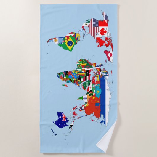 World Map of Flags Beach Towel ビーチタオル (正面)