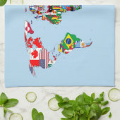 World Map of Flags Kitchen Towels キッチンタオル (折り畳み)