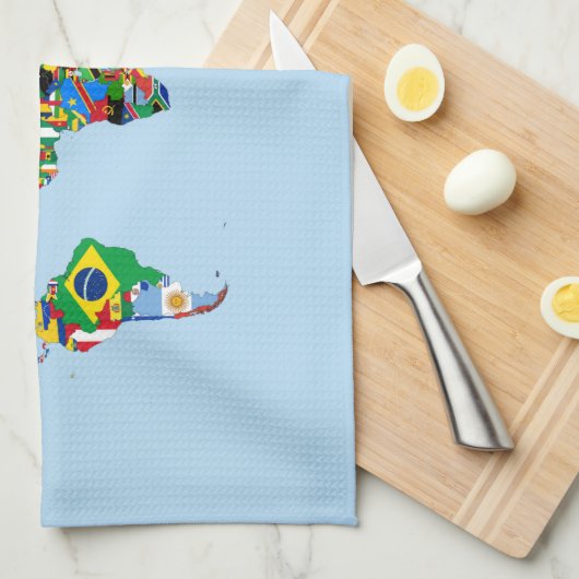 World Map of Flags Kitchen Towels キッチンタオル (四つ折り)