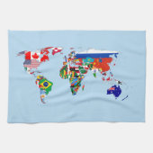 World Map of Flags Kitchen Towels キッチンタオル (横)