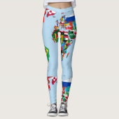 World Map of Flags Leggings レギンス (正面)