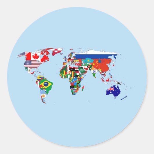 World Map of Flags Sticker ラウンドシール (正面)