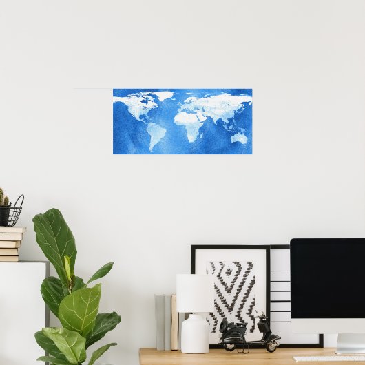 World Map Poster Print ポスター (ホームオフィス)