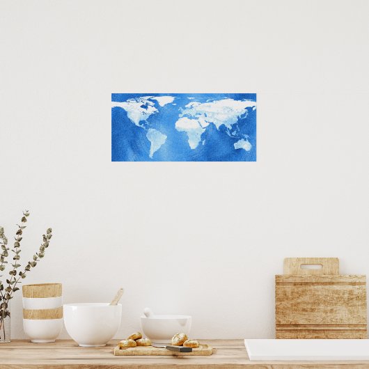 World Map Poster Print ポスター (キッチン)