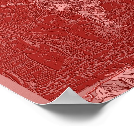 world map red 1 ポスター (角)