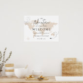 World map travel baby shower welcome sign poster ポスター (キッチン)