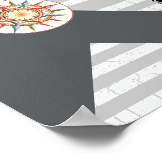 world map with chevron stripes ポスター (角)