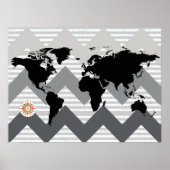 world map with chevron stripes ポスター (正面)