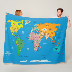 World Map with Flagsフリースブランケット フリースブランケット