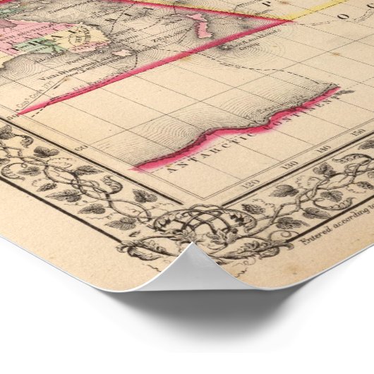 World Mercator Proj Map by Mitchell ポスター (角)