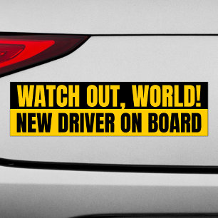World New Driver On Boardを見おもしろいる バンパーステッカー