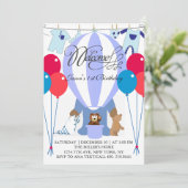 World of Blue Balloons First誕生日招待状 招待状 (スタンド正面)