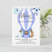 World of Blue Balloons First誕生日招待状 招待状 (スタンド正面)