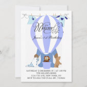 World of Blue Balloons First誕生日招待状 招待状 (正面)