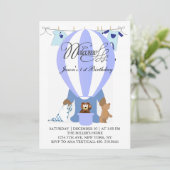 World of Blue Balloons First誕生日招待状 招待状 (スタンド正面)