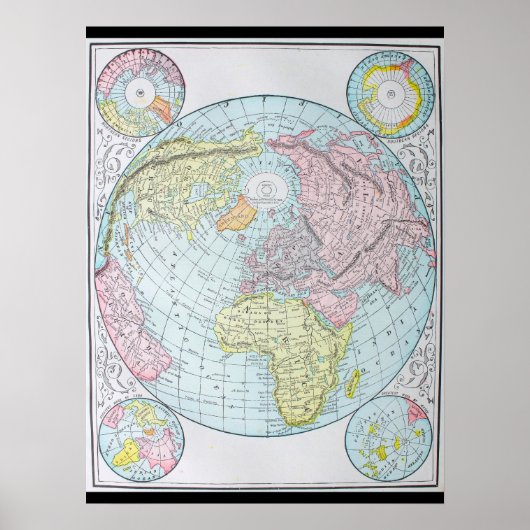 World on a Polar Projection (1892) ポスター (正面)