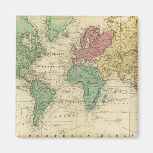 World on Mercatorsプロジェクション マグネット (正面)