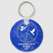 World Peace Dove Peace on Earth DayロゴQRコード キーホルダー (正面)