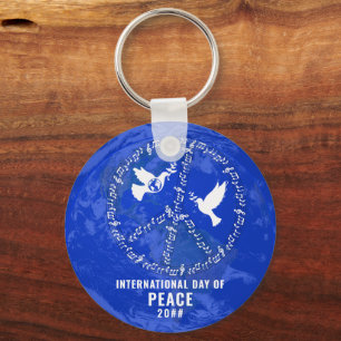World Peace Dove Peace on Earth DayロゴQRコード キーホルダー