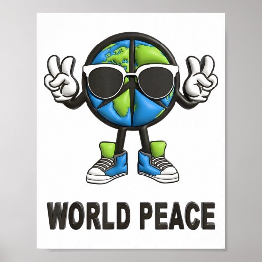 World Peace On Earth Shirt Global Love Peace Sign  ポスター (正面)