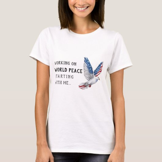 World Peace Pigeon Tシャツ – おもしろい & Thoussioned Gr (正面)