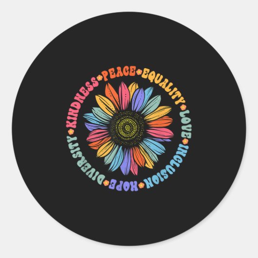 World Peace Suprter Sunflower Floral Outfit Kindne ラウンドシール (正面)