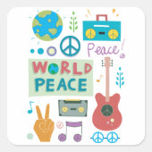 World Peace Symbols Stickers スクエアシール (正面)