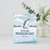 World Penguin Day Winter Nature Illustration シーズンポストカード (スタンド正面)