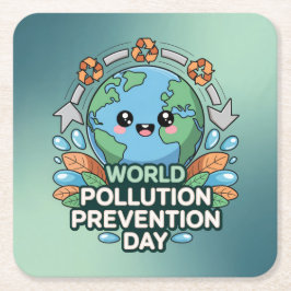 World Pollution Prevention Day Coaster Set スクエアペーパーコースター