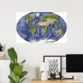 World Relief Map ポスター (ホームオフィス)