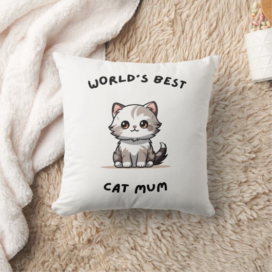  World’s Best Cat Mum Cute Design クッション (ブランケット)