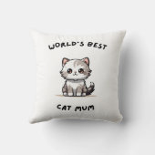  World’s Best Cat Mum Cute Design クッション (裏面)