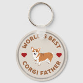 World’s Best Corgi Father Proud Dog Dad Gift キーホルダー (正面)