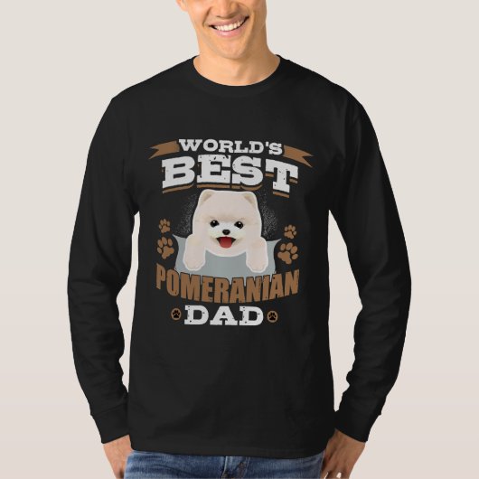 World S Best Pomeranian Dad Dog Owner Tシャツ (正面)