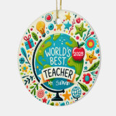 World’s Best Teacher Personalized Holiday Ornament セラミックオーナメント (左)