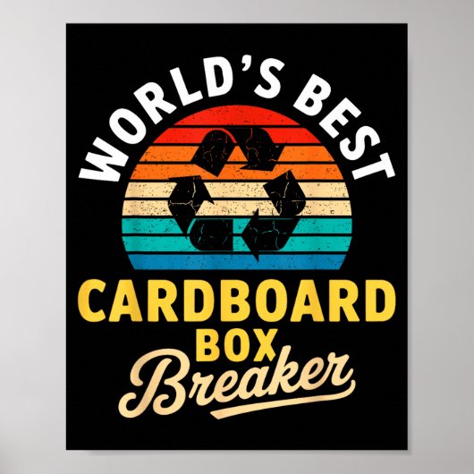 World’s Cardboard Box Breaker Funny Recycling Hero ポスター (正面)