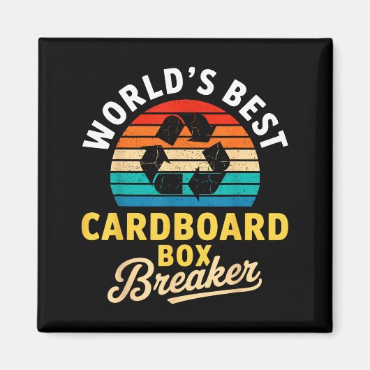 World’s Cardboard Box Breaker Funny Recycling Hero マグネット (正面)